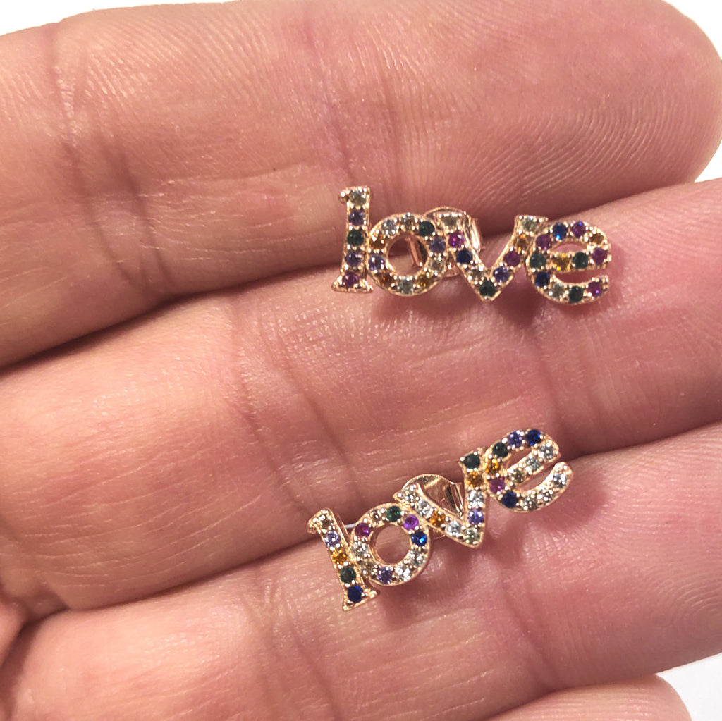ORECCHINIArgento 925 dorato rosaORECCHINIZircone colorato | LOVE