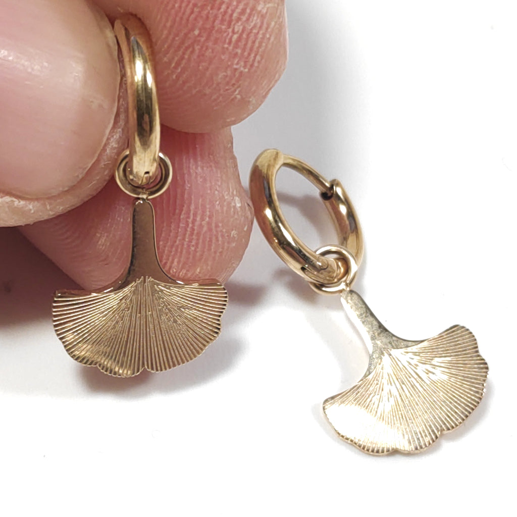 ORECCHINI acciaio 316 L - GINKGO BILOBA