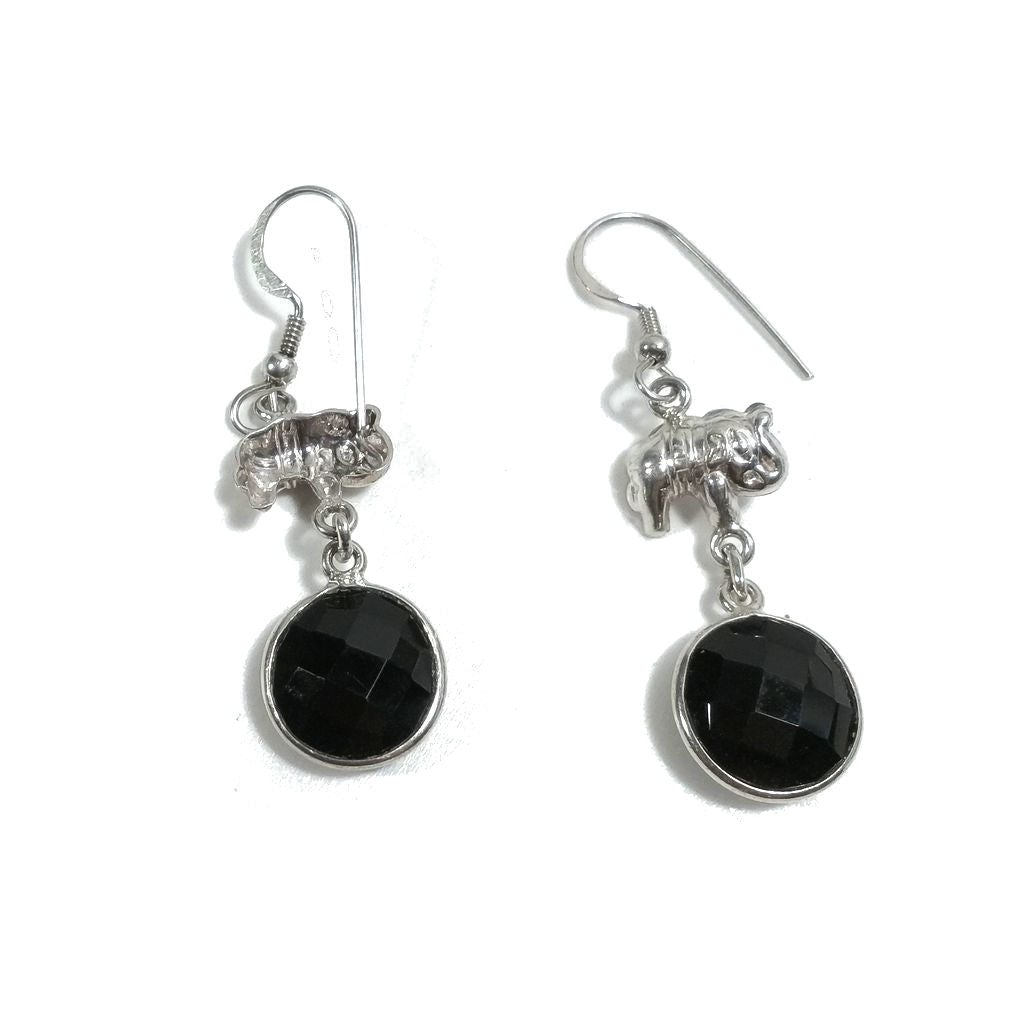 ORECCHINI Argento 925 con ELEFANTE artigianali onice nero | ORECCHINI etnici – immagine4