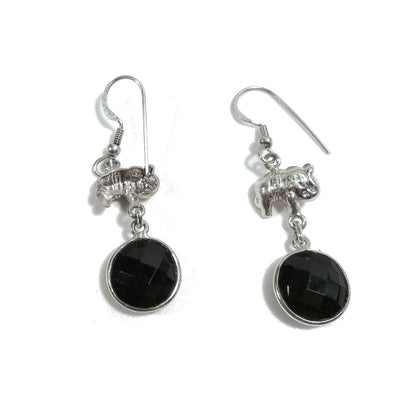 ORECCHINI Argento 925 con ELEFANTE artigianali onice nero | ORECCHINI etnici – immagine4
