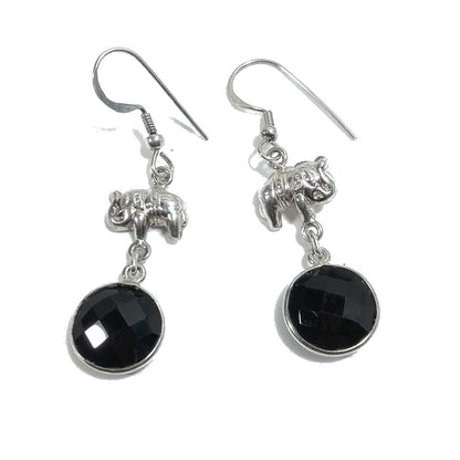 ORECCHINI Argento 925 con ELEFANTE artigianali onice nero | ORECCHINI etnici – immagine1