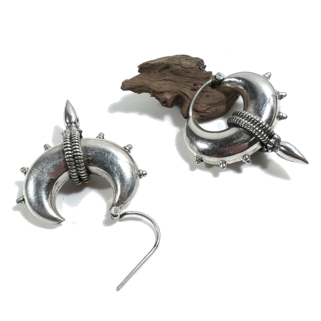 Cerchi in argento con punta e filigrana - bombati | Orecchino a Cerchio