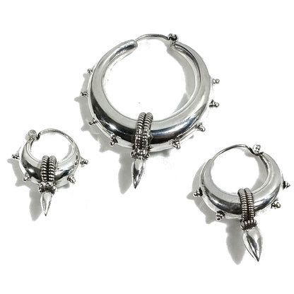 ORECCHINI etnici in argento 925 cerchio con punta - LAMIN