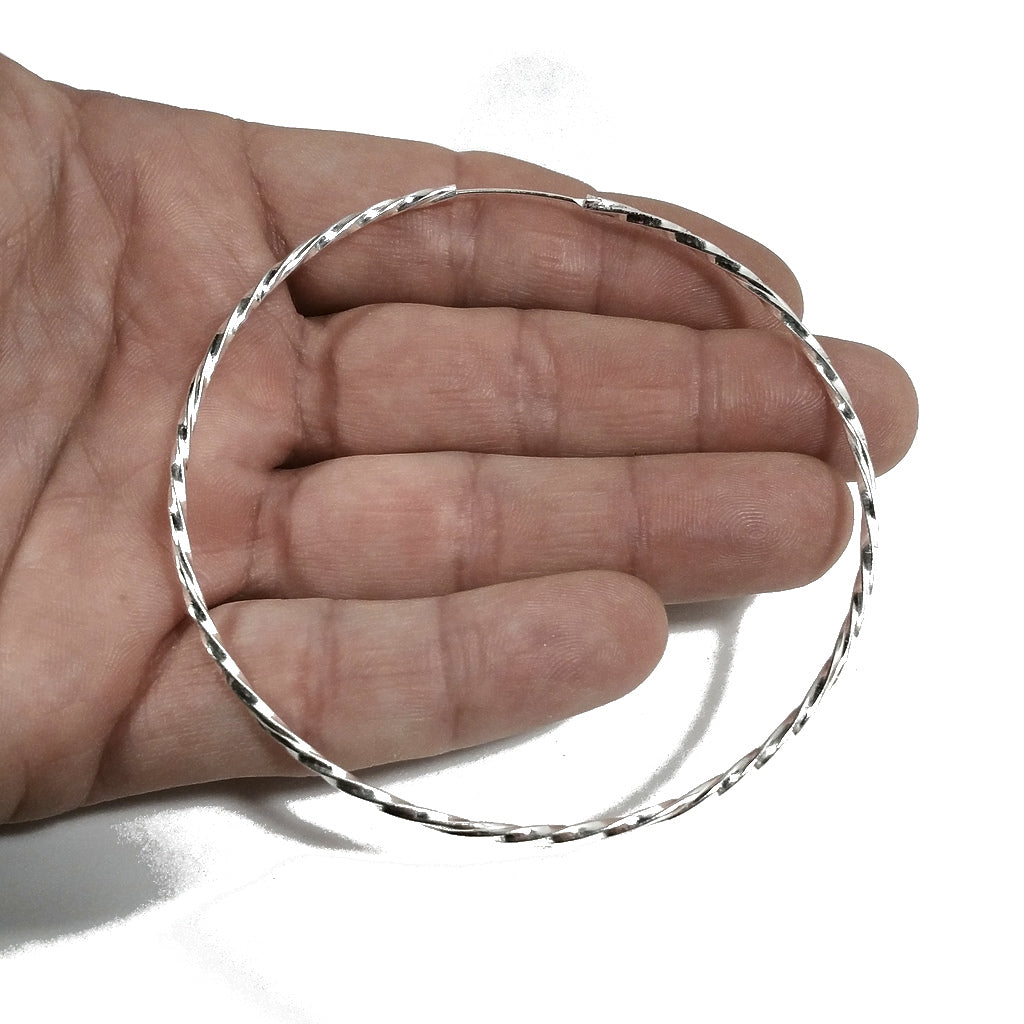 Orecchini cerchio argento lucido | donna spirale | Cerchio grande - piccolo