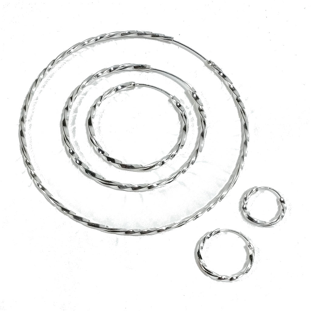 Orecchini cerchio argento lucido | donna spirale | Cerchio grande - piccolo