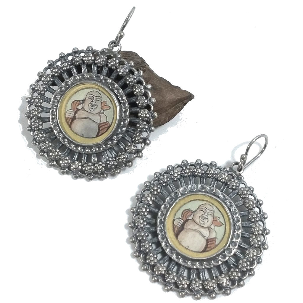 ORECCHINI etnici in argento 925 BUDDHA grasso BUDA | Budda che ride