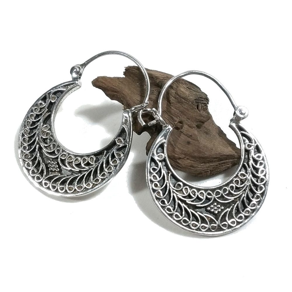 ORECCHINI etnici in argento 925 filigrana | Orecchini a cerchio | HOOPS