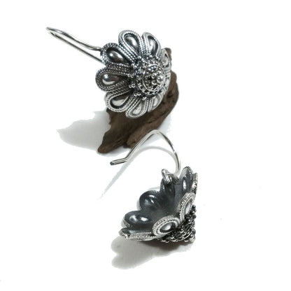 ORECCHINI etnici in argento 925 FIORE pendente | Monachella