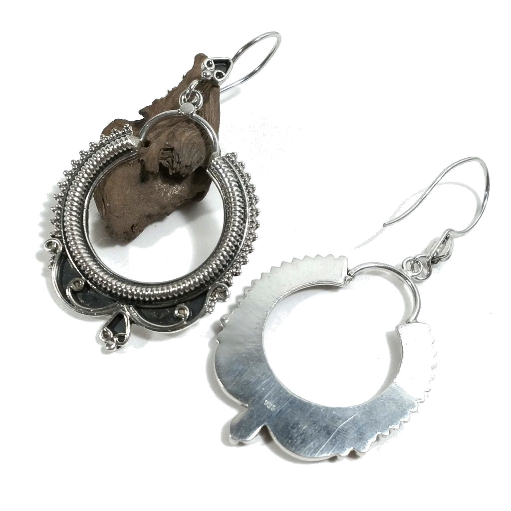 ORECCHINI etnici in argento 925 filigrana | Orecchini cerchio pendenti