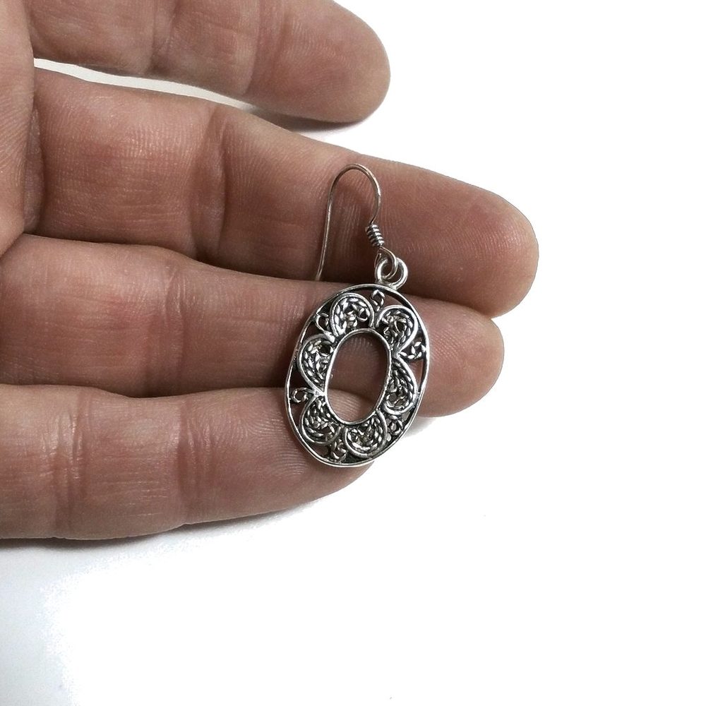 ORECCHINI etnici in argento 925 ovale - filigrana