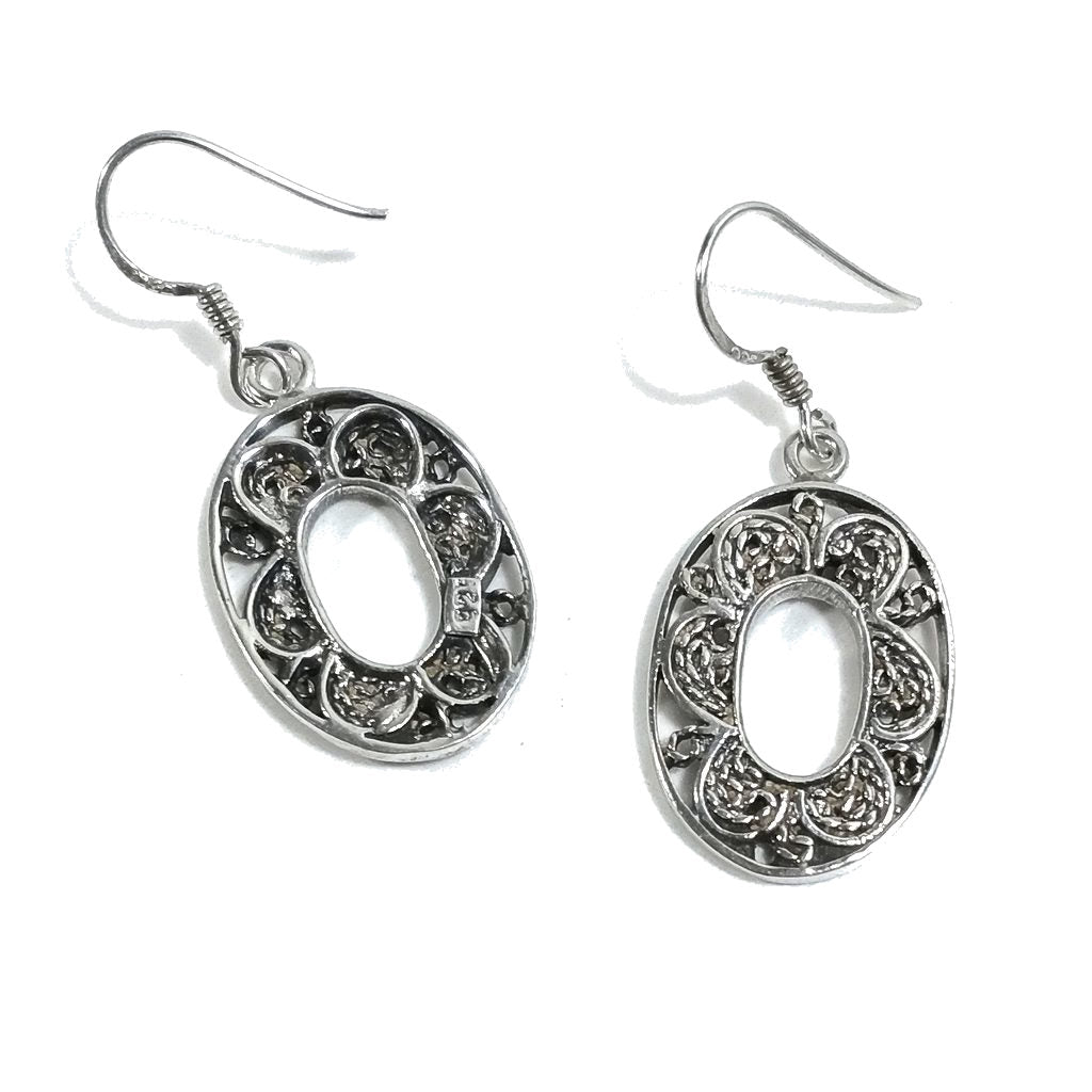 ORECCHINI etnici in argento 925 ovale - filigrana