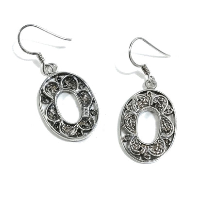 ORECCHINI etnici in argento 925 ovale - filigrana