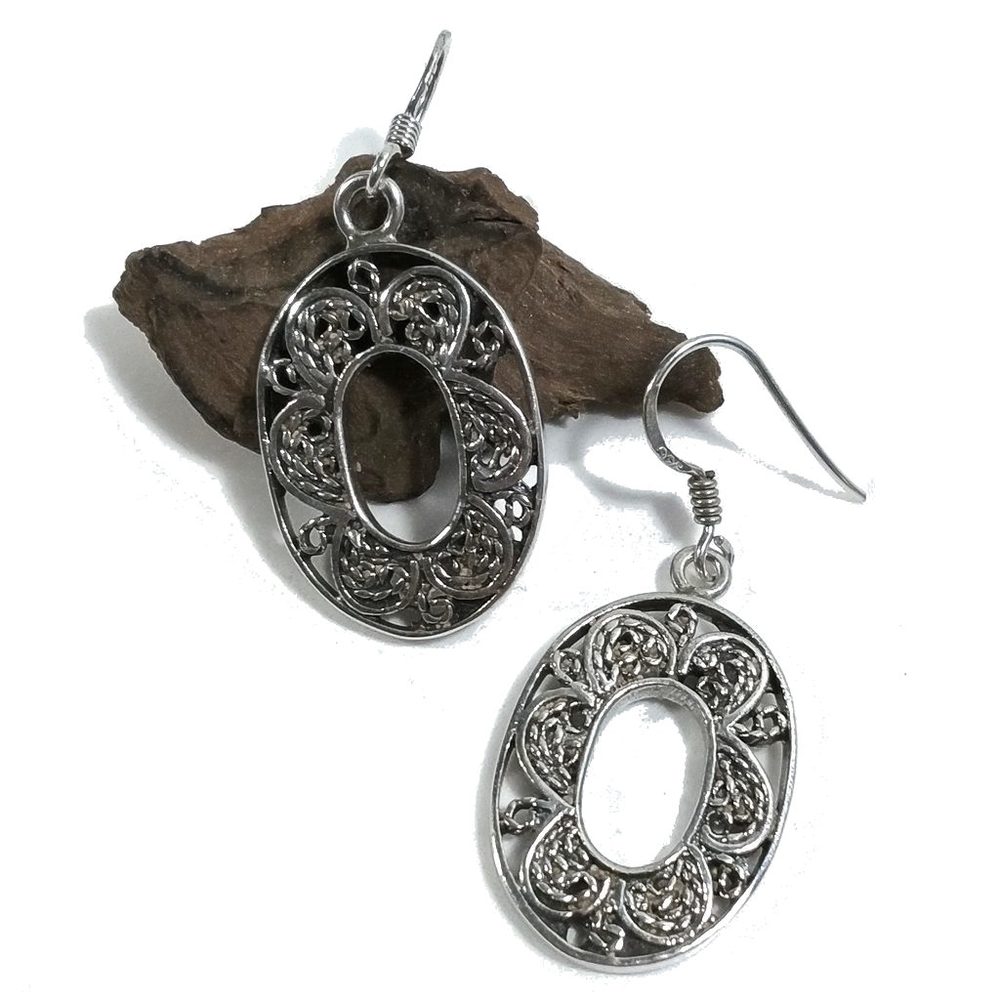 ORECCHINI etnici in argento 925 ovale - filigrana