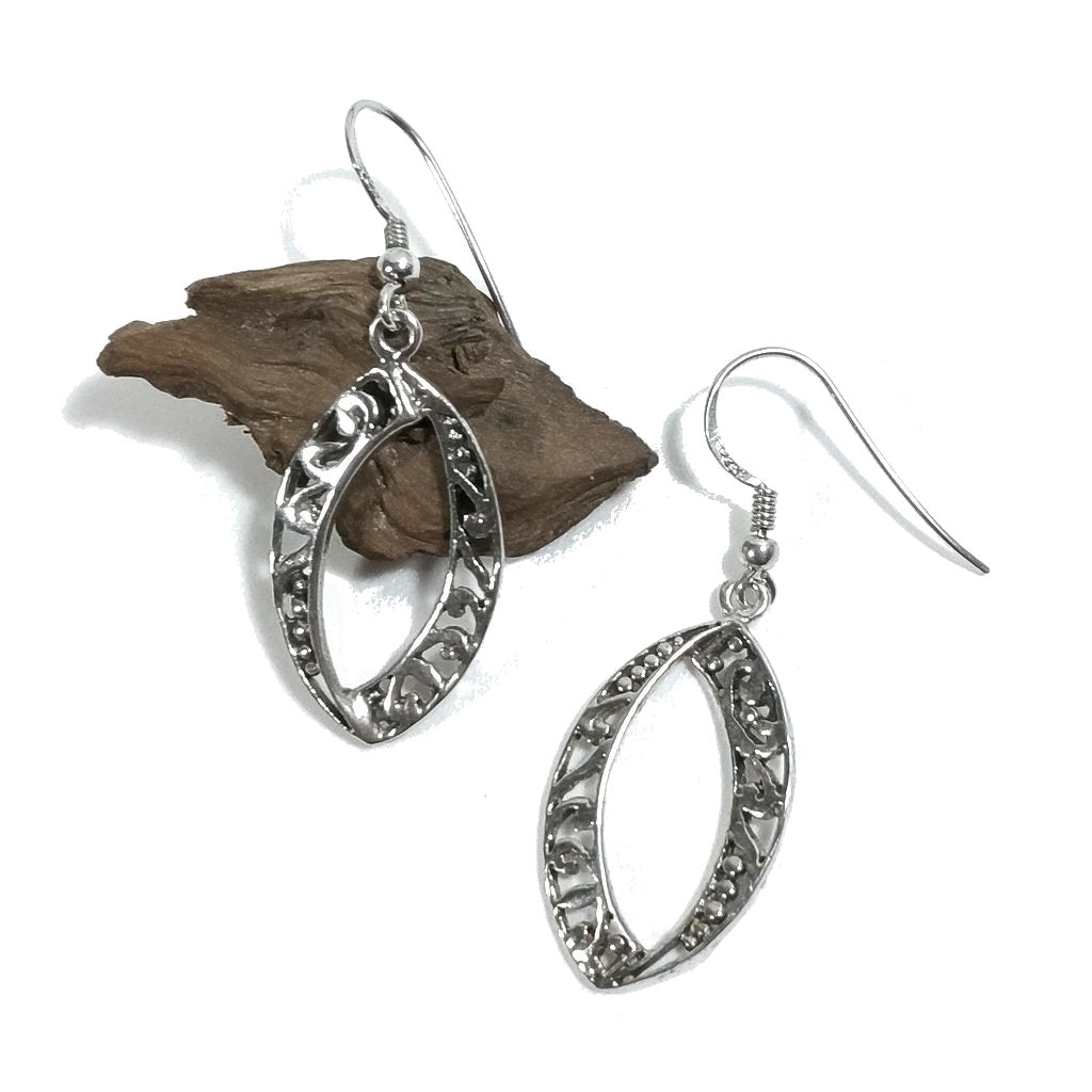 ORECCHINI etnici in argento 925 filigrana - ovale