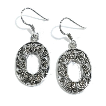 ORECCHINI etnici in argento 925 ovale - filigrana