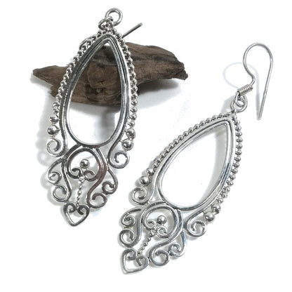 ORECCHINI etnici in argento 925 ovale - filigrana | Orecchini lunghi