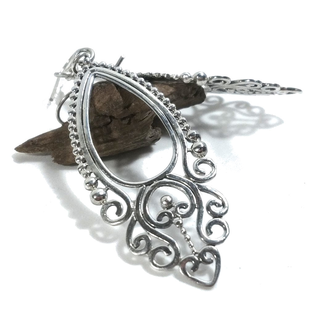 ORECCHINI etnici in argento 925 ovale - filigrana | Orecchini lunghi