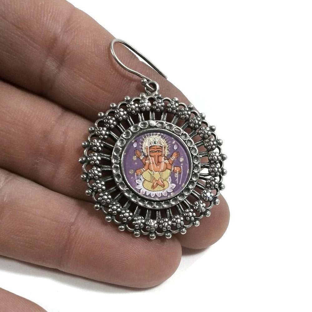 Orecchini etnici in argento 925 Ganesha - GURRAM