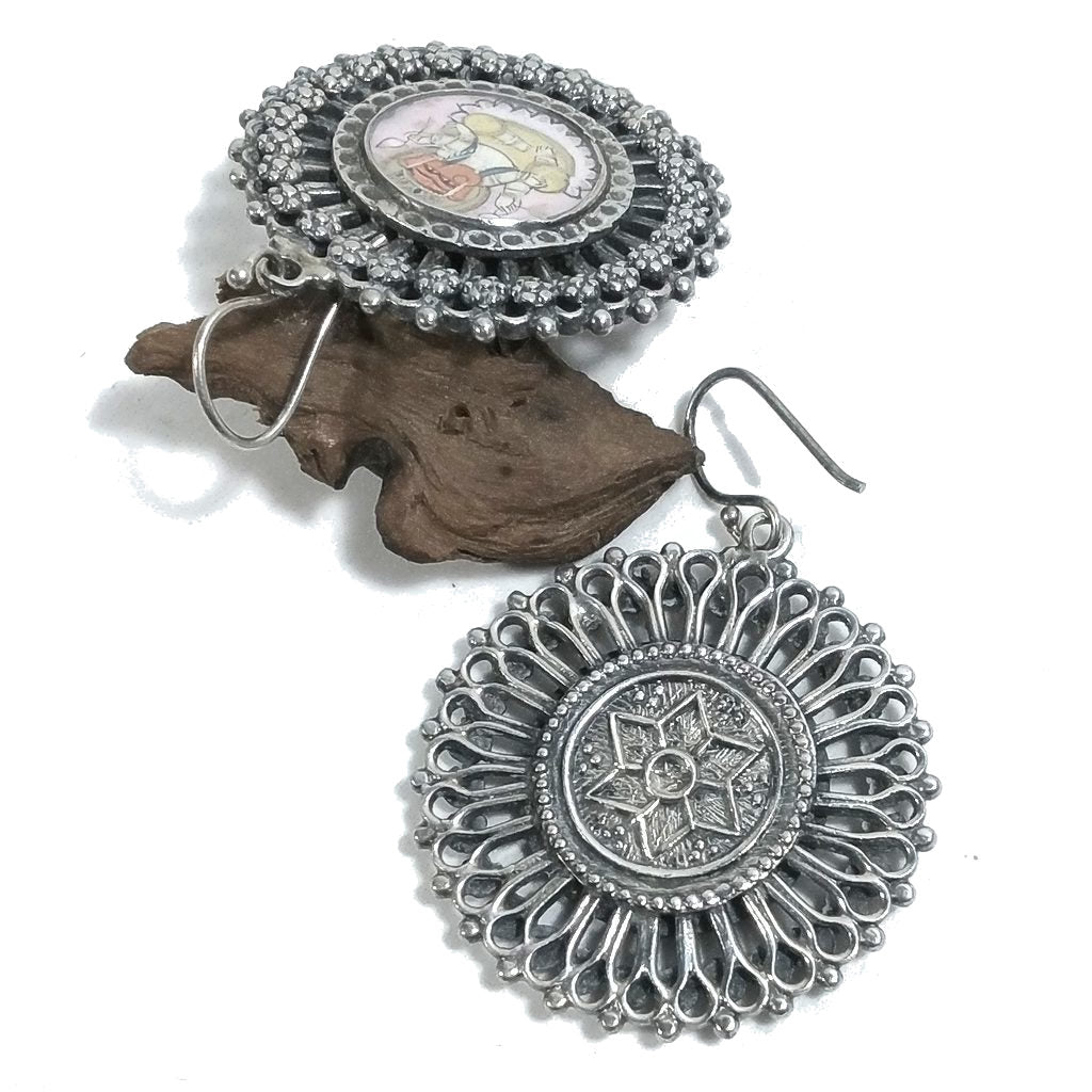 Orecchini etnici in argento 925 Ganesha Rosa - TALUPULA