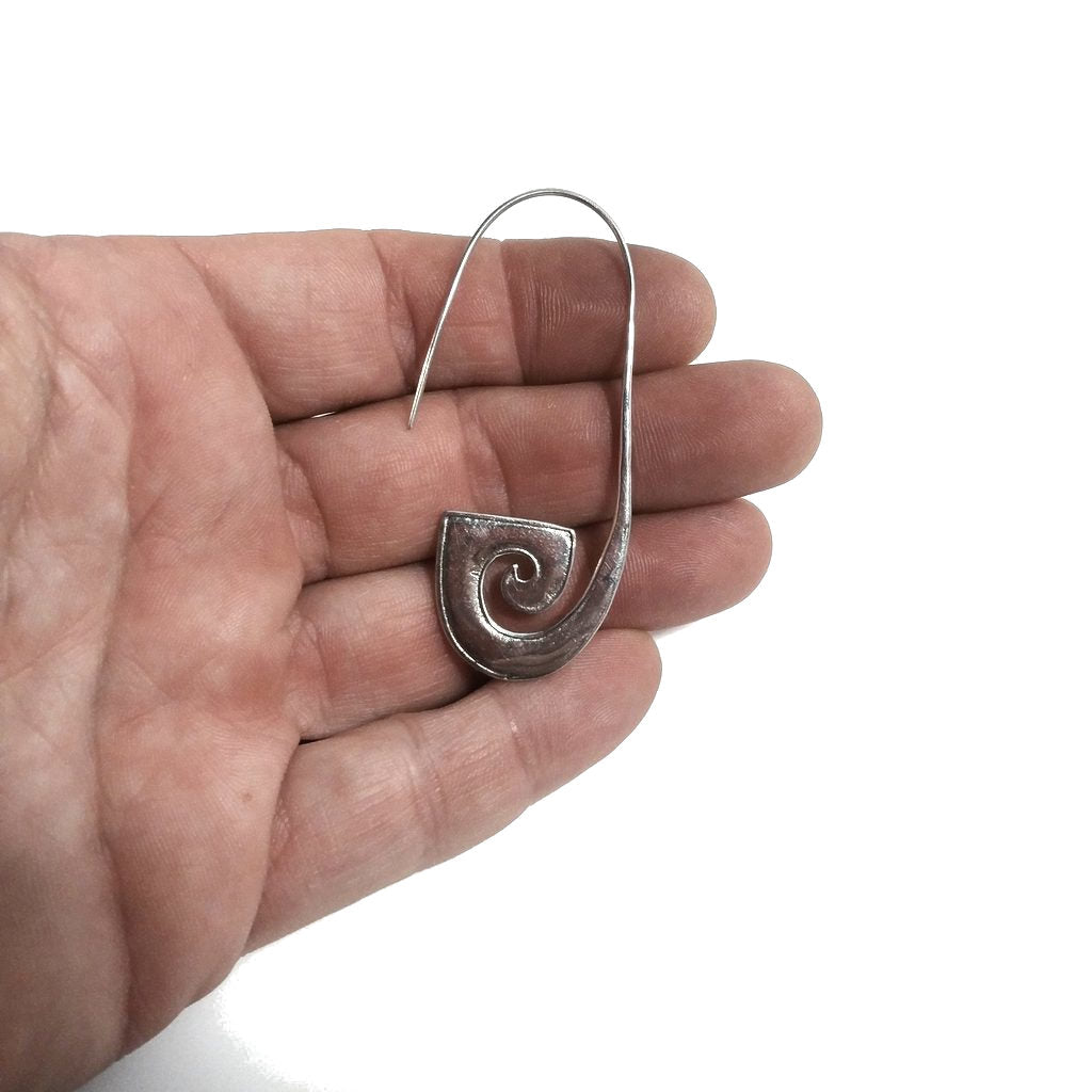 ORECCHINI etnici in argento 925 rigidi e lunghi | Orecchini spirale