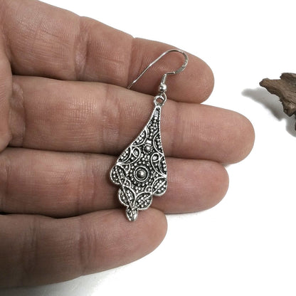ORECCHINI etnici in argento 925 ovale - filigrana | Orecchini lunghi
