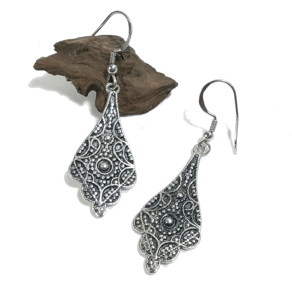 ORECCHINI etnici in argento 925 ovale - filigrana | Orecchini lunghi
