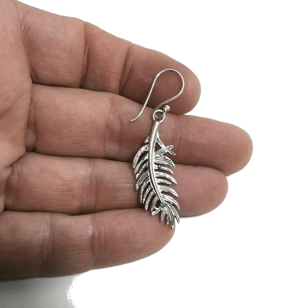 ORECCHINI etnici in argento 925 a forma di piuma | Orecchini lunghi