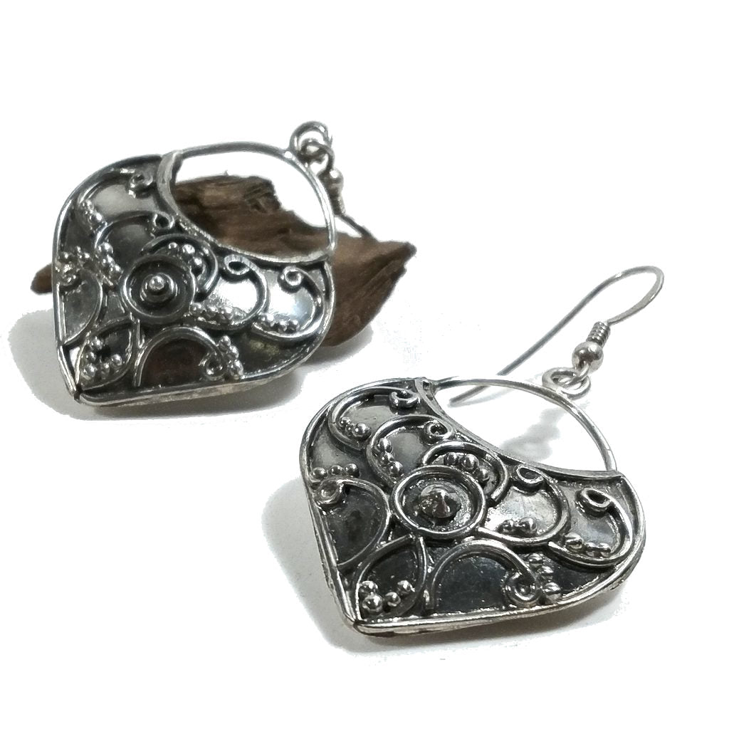 ORECCHINI etnici in argento 925 tondo | Orecchini pendenti