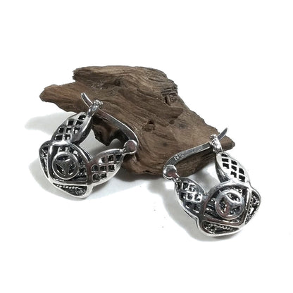 ORECCHINI etnici in argento 925 campanella piccola filigrana |HOOP