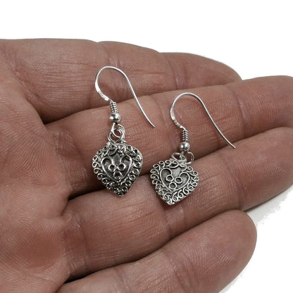 Orecchini etnici in argento 925 filigrana cuore - KADIRI