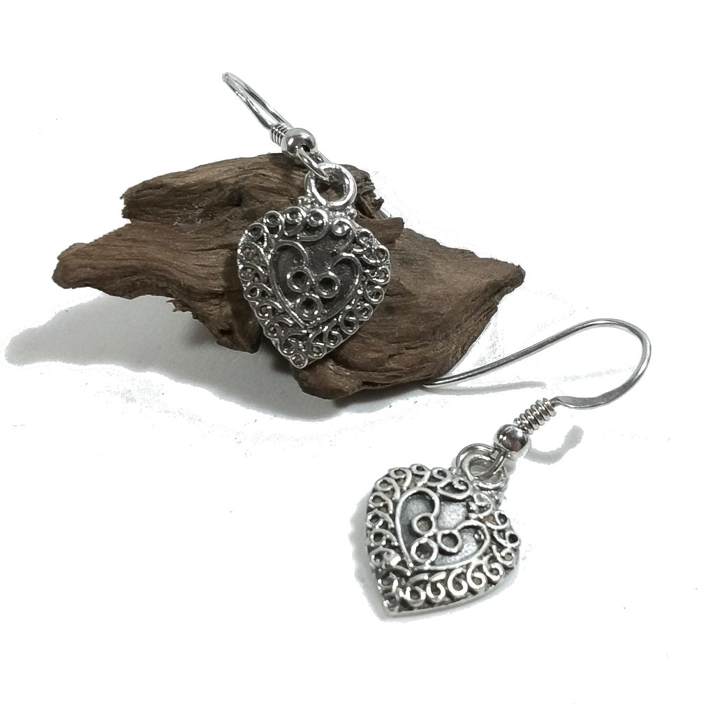 Orecchini etnici in argento 925 filigrana cuore - KADIRI