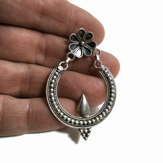 ORECCHINI etnici in argento 925 fiore | Gioielli in argento etnici
