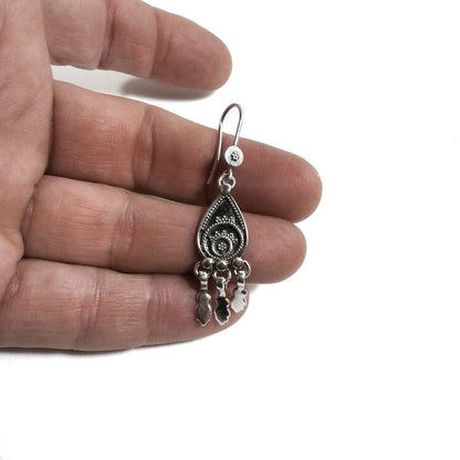ORECCHINI etnici in argento 925 GOCCIA FRANGE | Gioielli etnici