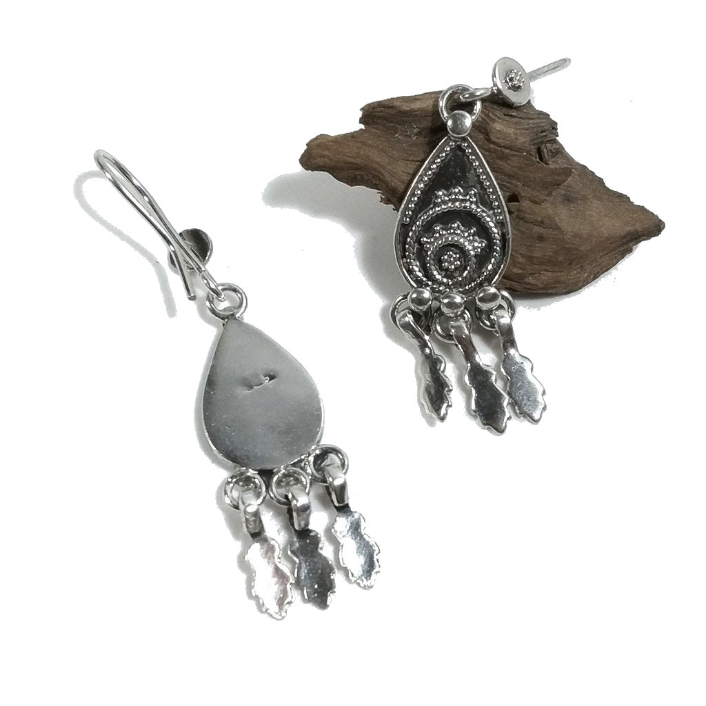 ORECCHINI etnici in argento 925 GOCCIA FRANGE | Gioielli etnici