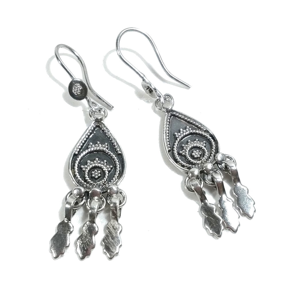 ORECCHINI etnici in argento 925 GOCCIA FRANGE | Gioielli etnici