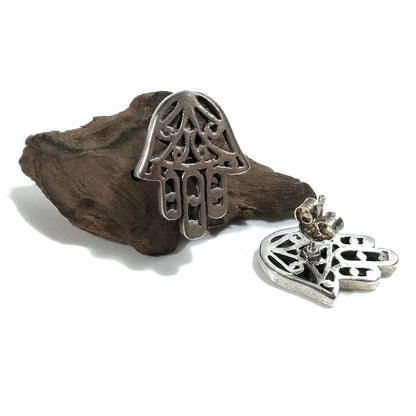 Orecchino ETNICO in argento 925 con MANO DI FATIMA | Orecchino da lobo