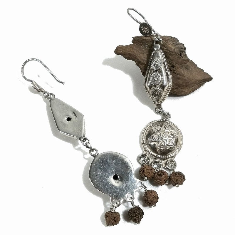 ORECCHINI con Rudraksha in argento 925 pendente | Orecchini etnici