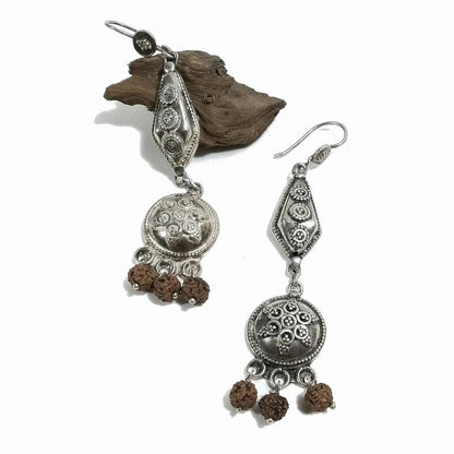 ORECCHINI con Rudraksha in argento 925 pendente | Orecchini etnici