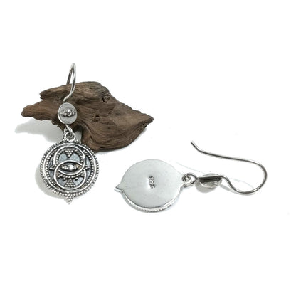 ORECCHINI etnici in argento 925 scudo tondo - GUWHATI