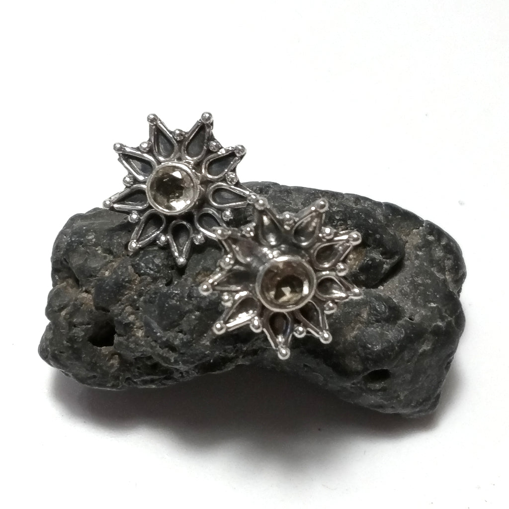 ORECCHINI ETNICI Argento 925 Orecchini artigianali Citrino | Stelle