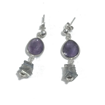 ORECCHINI Argento 925 ORECCHINI Labradorite - AMETISTA | orecchini artigianali
