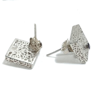 Orecchini da lobo in argento 925 - Ametista | Gioielli argento piercing