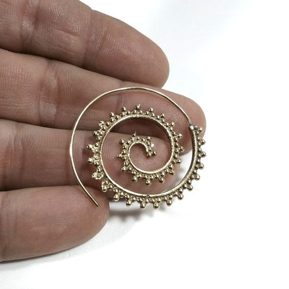 ORECCHINI ETNICI Ottone lucido ORECCHINI | SPIRALE | puntinati