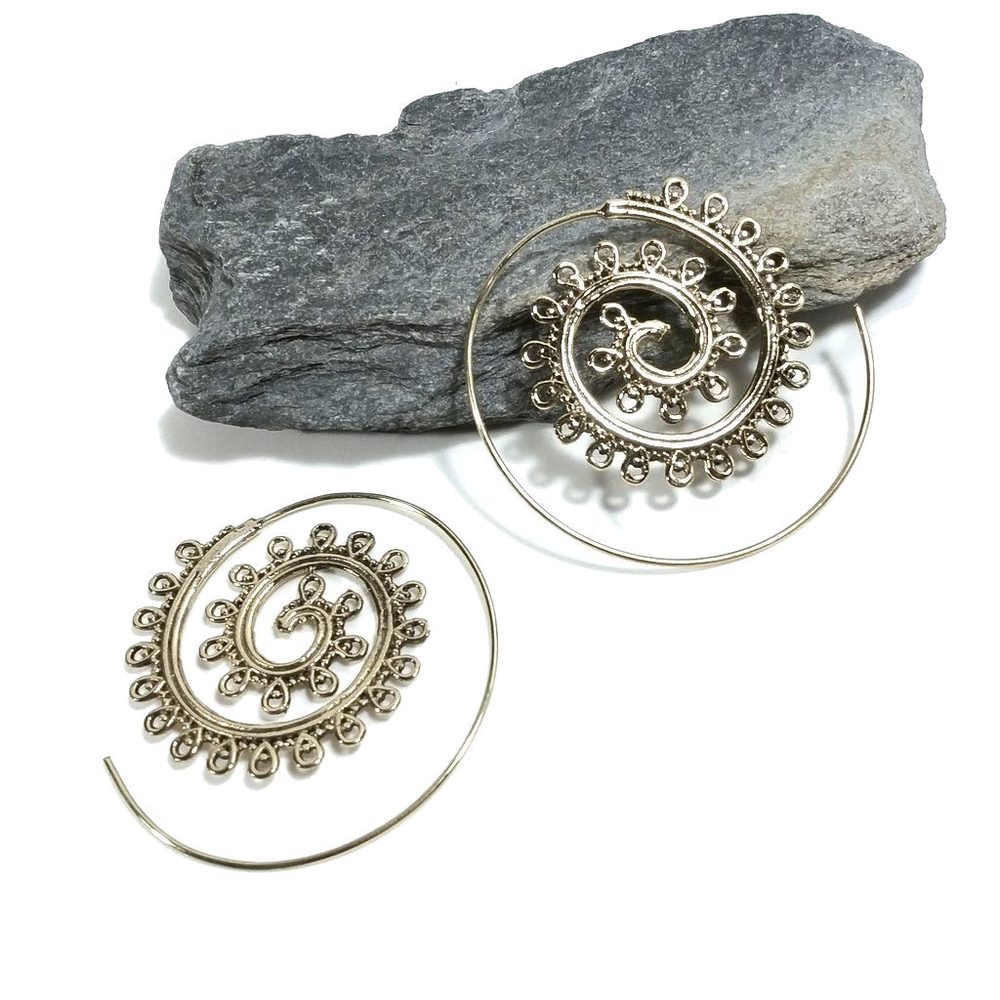 ORECCHINI ETNICI Ottone lucido ORECCHINI | SPIRALE | filigrana