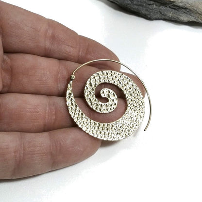 ORECCHINI ETNICI Ottone lucido ORECCHINI | SPIRALE | BOHO - style