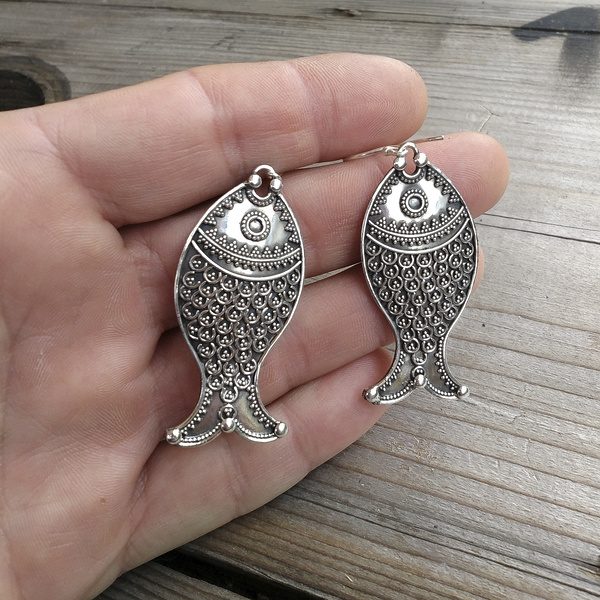 ORECCHINI a PESCI GODAVARI argento - Orecchino etnico | Pesce