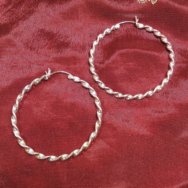 Coppia ORECCHINI cerchio argento - donna spirale - Campanelle argento