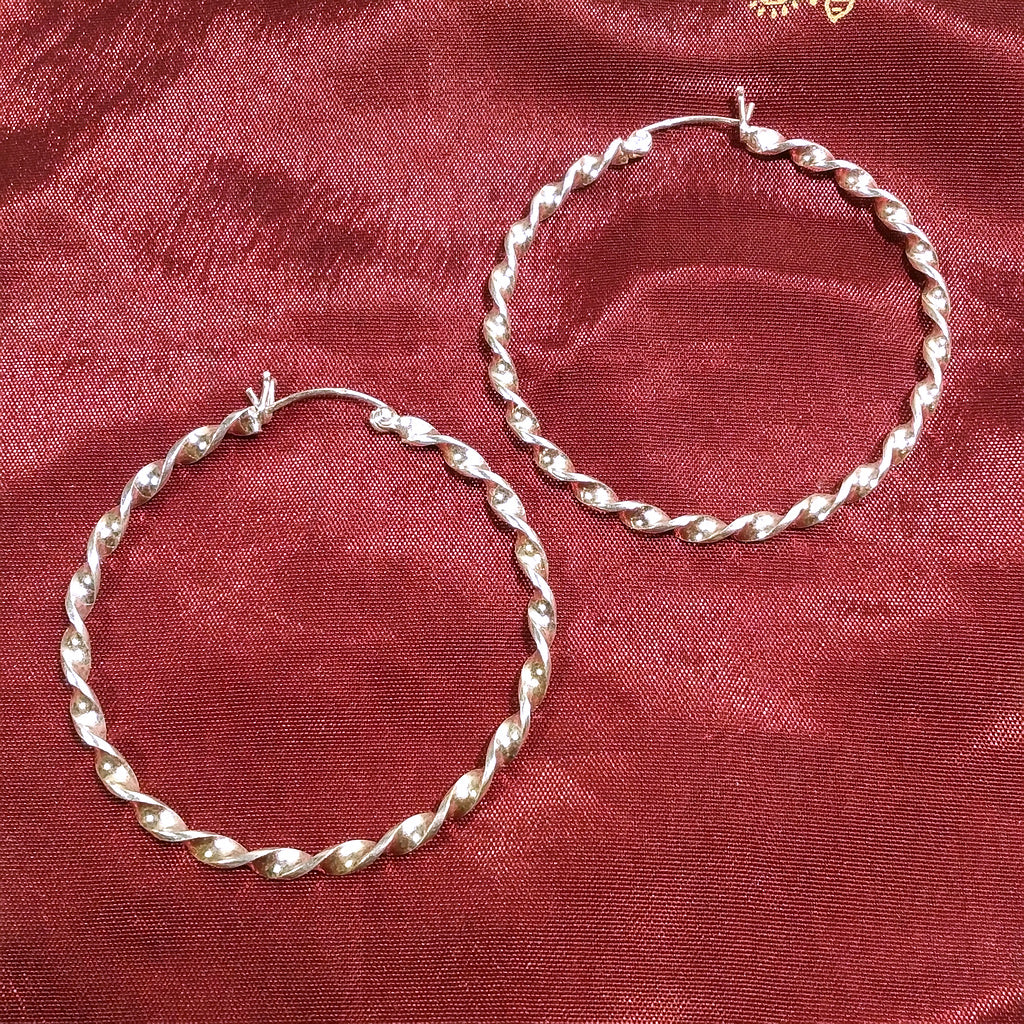 Coppia ORECCHINI cerchio argento - donna spirale - Campanelle argento
