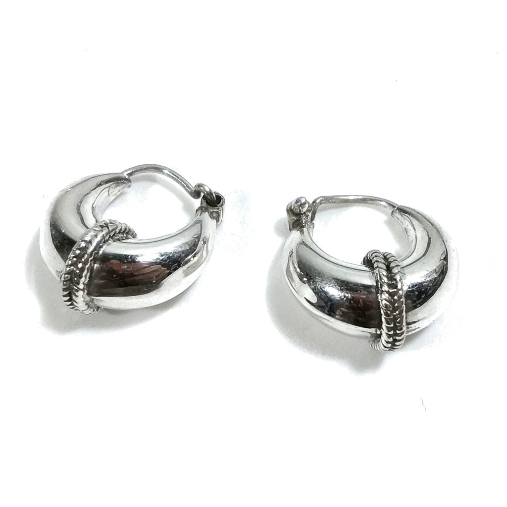 Orecchini cerchio argento - uomo e donna - filigrana | HOOPS