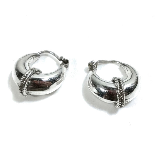 Orecchini cerchio argento - uomo e donna - filigrana | HOOPS